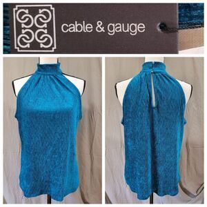 Cable & Gauge size medium blue roughed mock neck halter top NWT